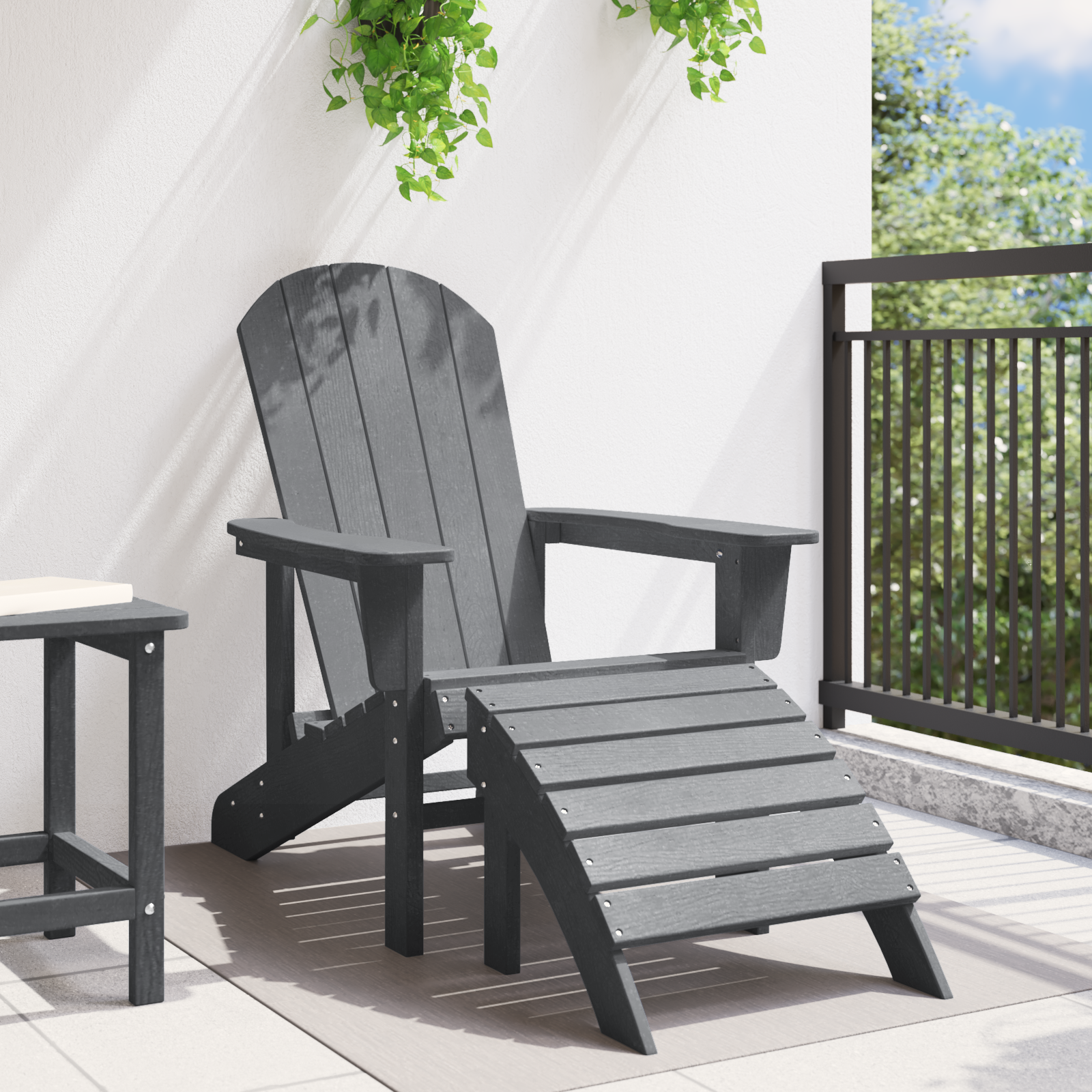 vidaXL Adirondack ligbed met voetsteun lichtgrijs HDPE