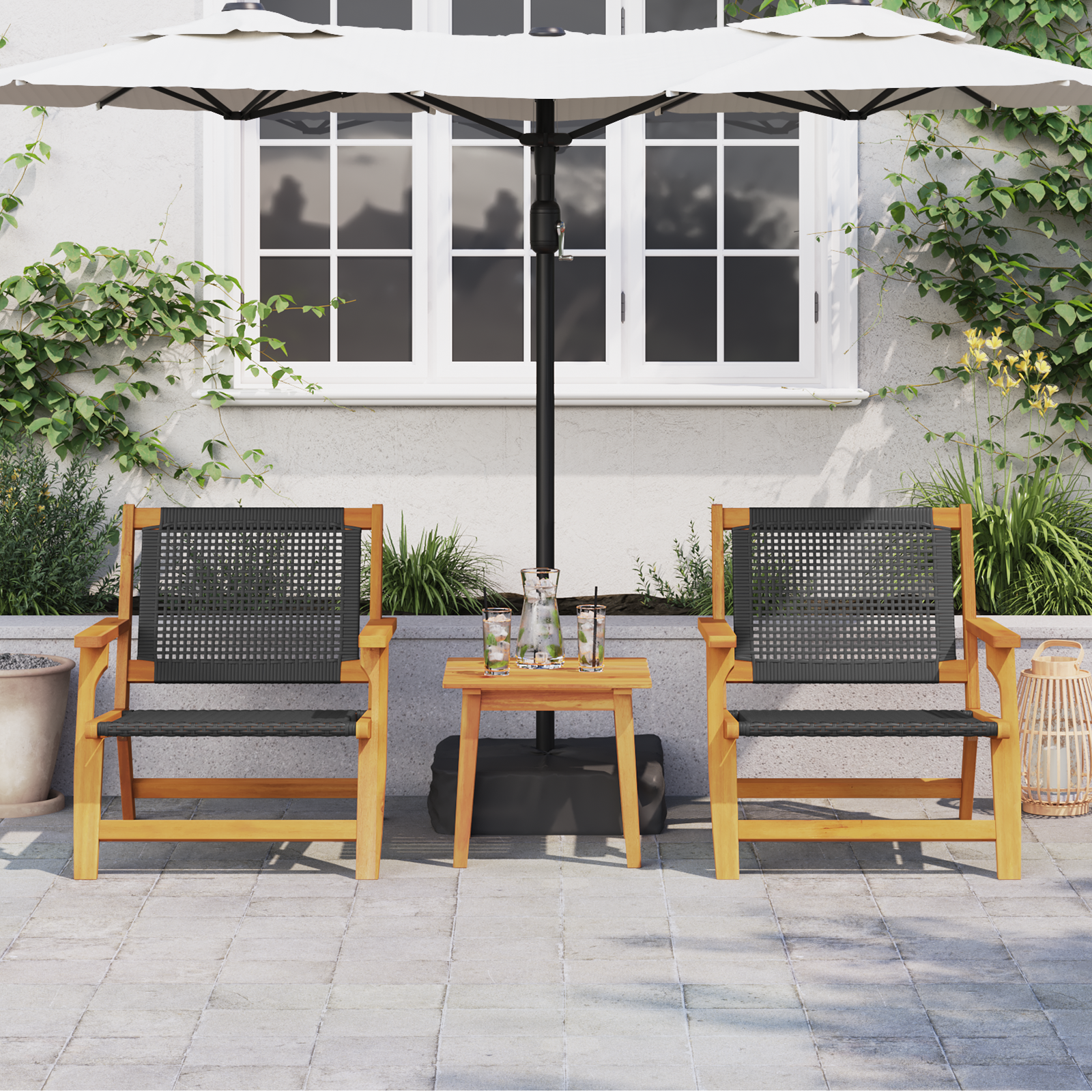 vidaXL Tuinstoelen 2 stuks Zwart 76x67x73,5 cm Massief Acaciahout