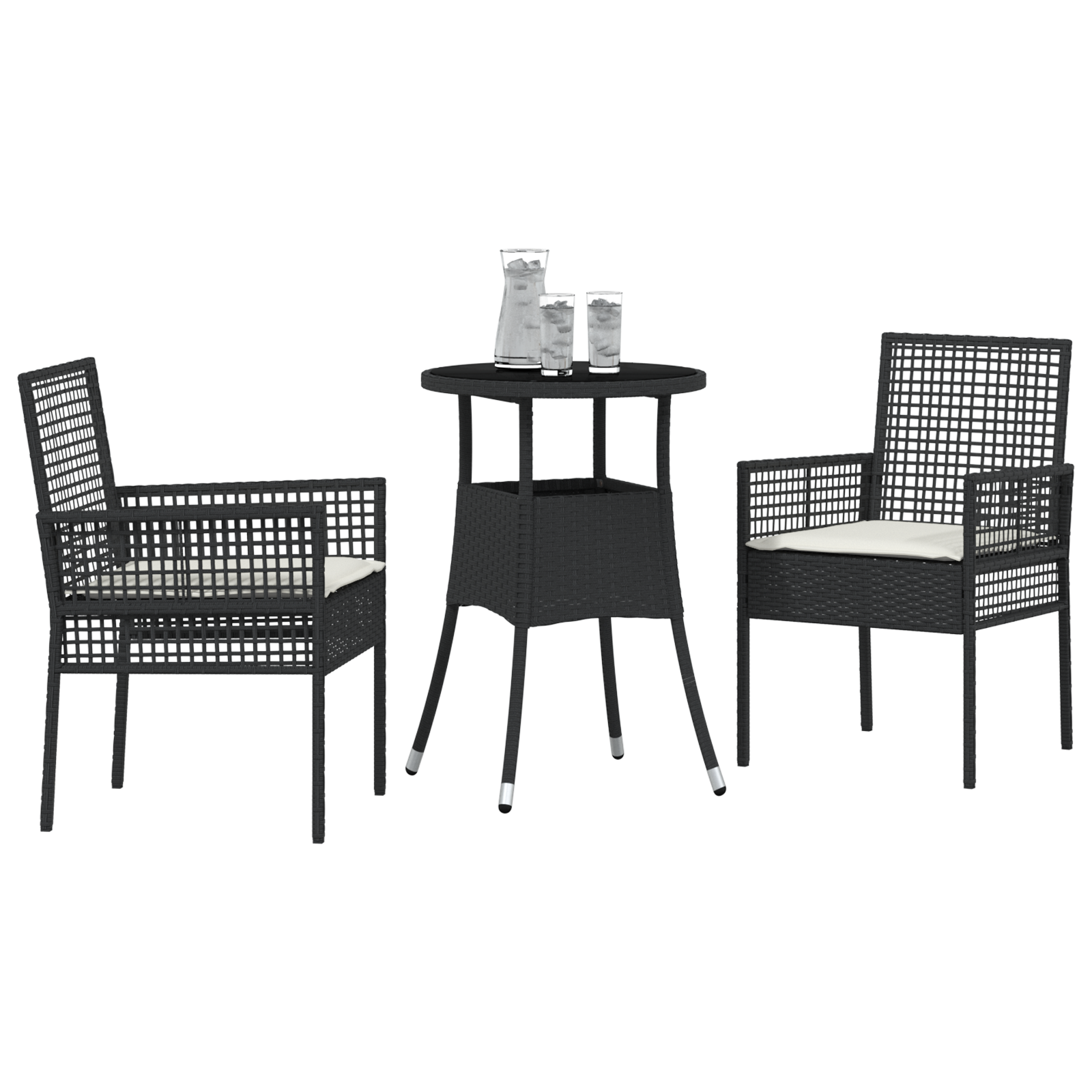 vidaXL 3-delige Tuinset poly rattan zwart