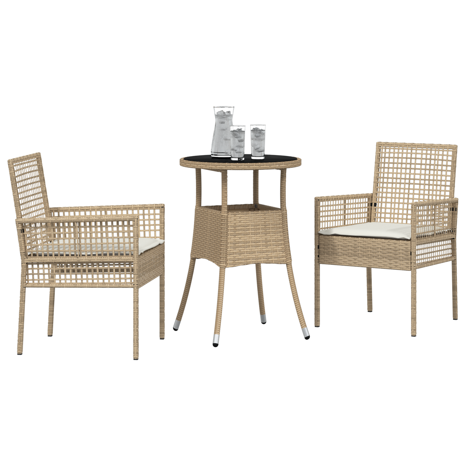vidaXL 3-delige Tuinset poly rattan beige
