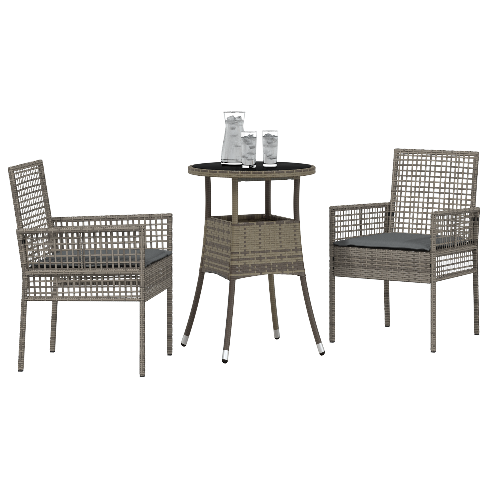 vidaXL 3-delige Tuinset poly rattan grijs