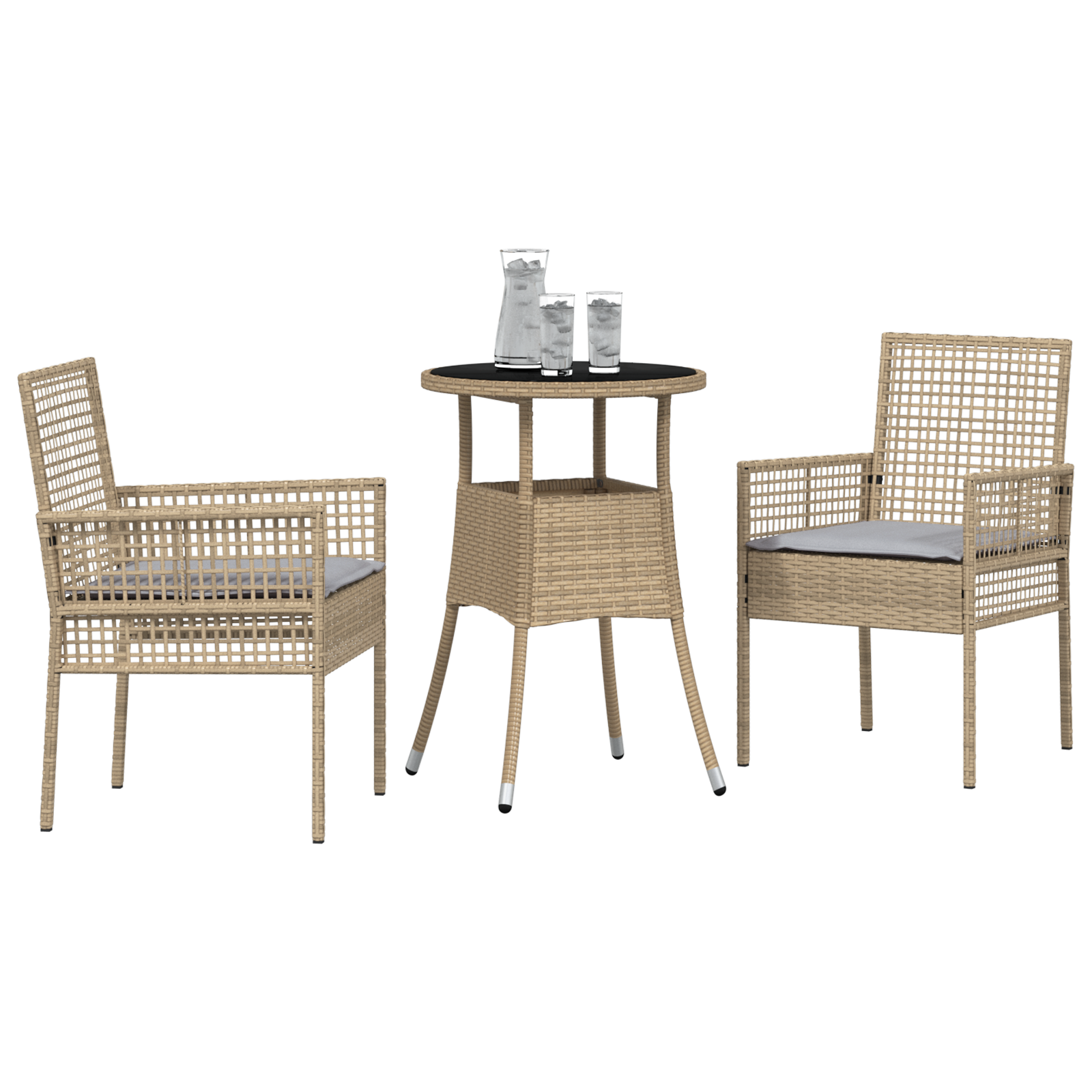 vidaXL 3-delige Tuinset poly rattan beige