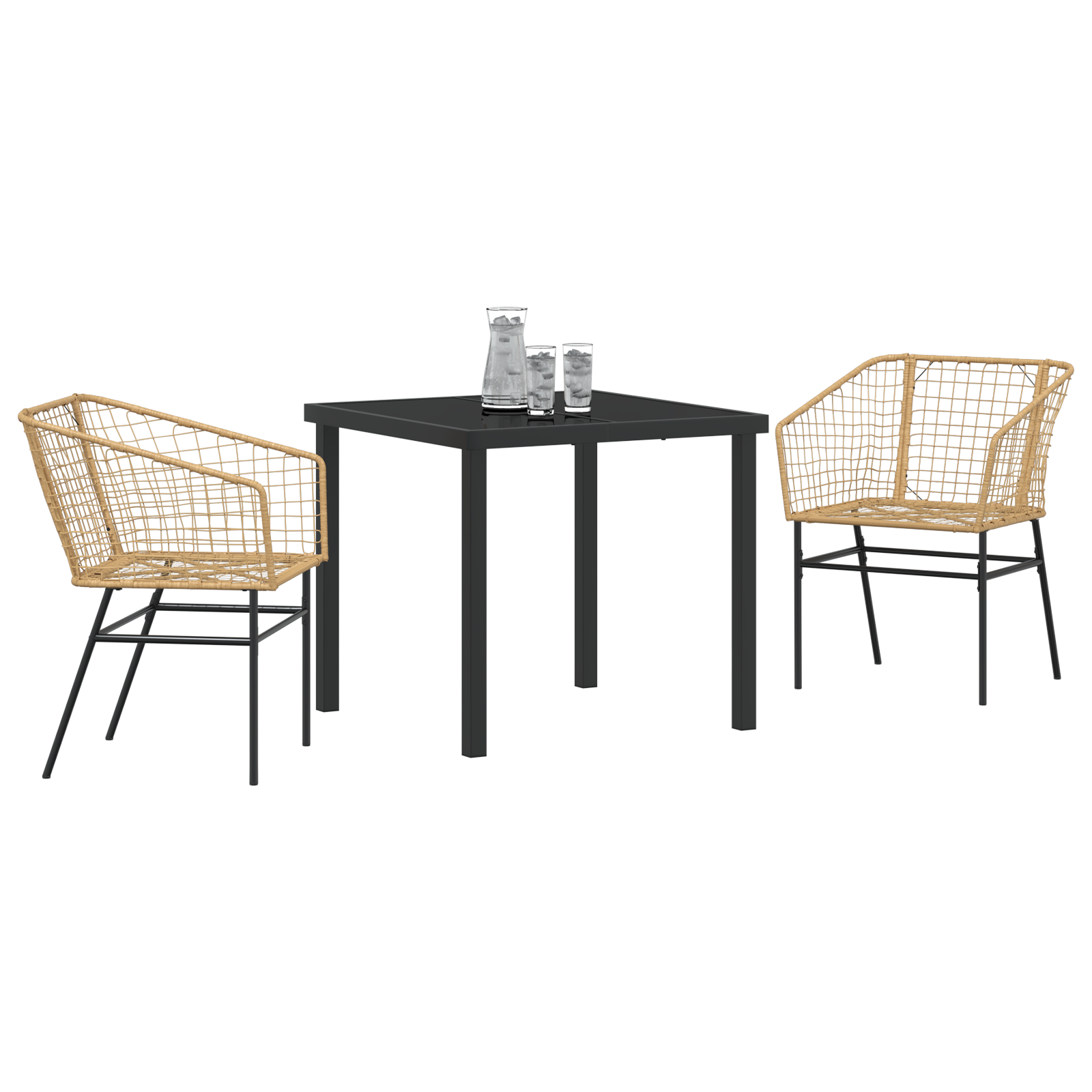 vidaXL 3-delige tuin eetset bruin poly rattan