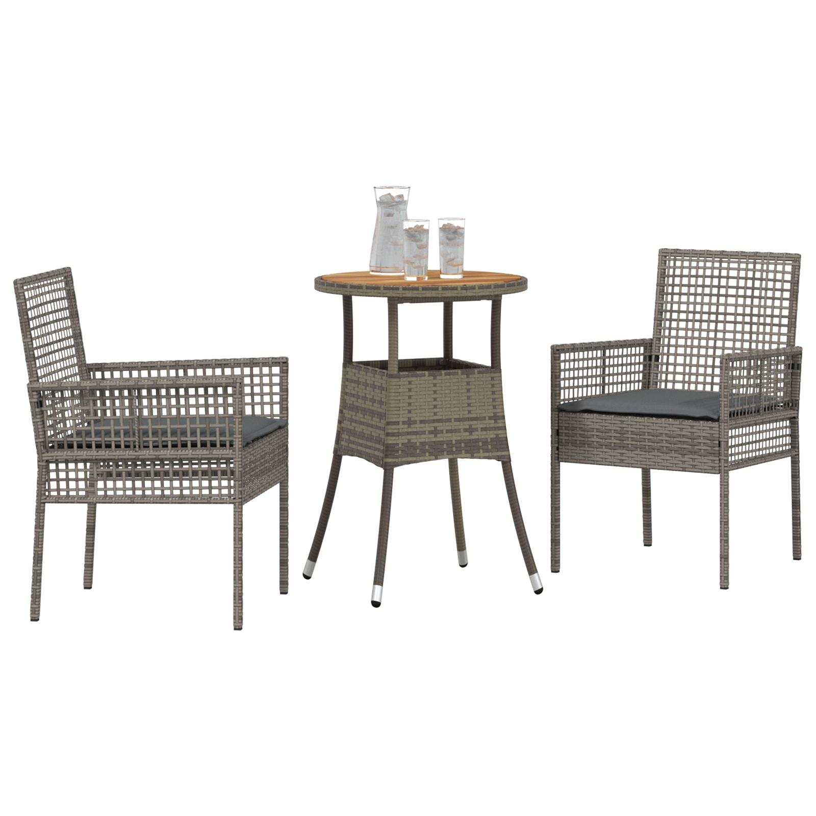 vidaXL 3-delige Tuinset poly rattan grijs