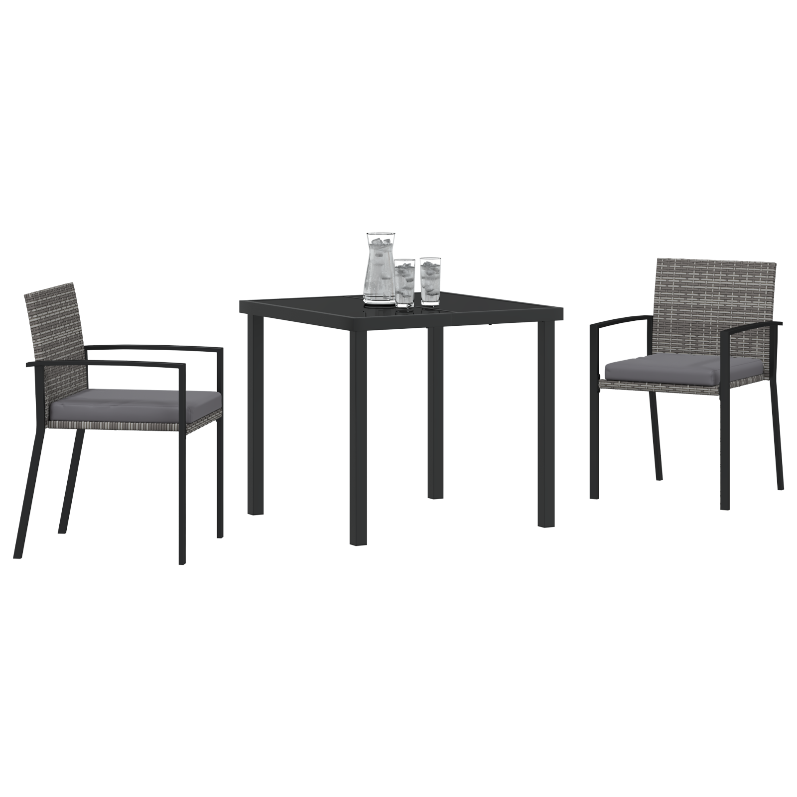 vidaXL 3-delige Tuinset Grijs Poly Rattan