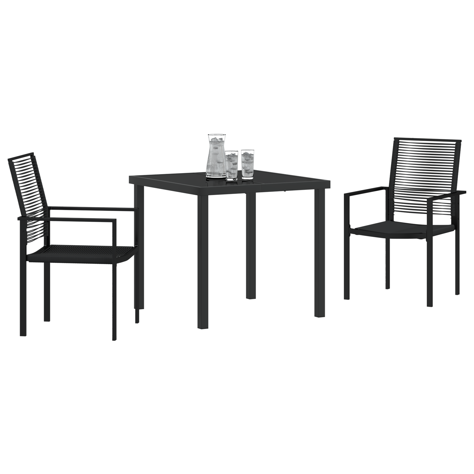 vidaXL 3-delige tuin eetset zwart PVC rattan