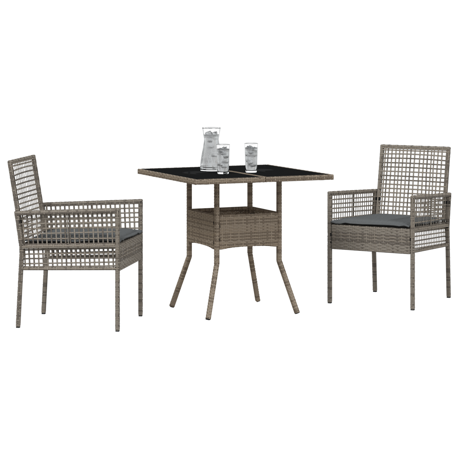 vidaXL 3-delige Tuinset poly rattan grijs