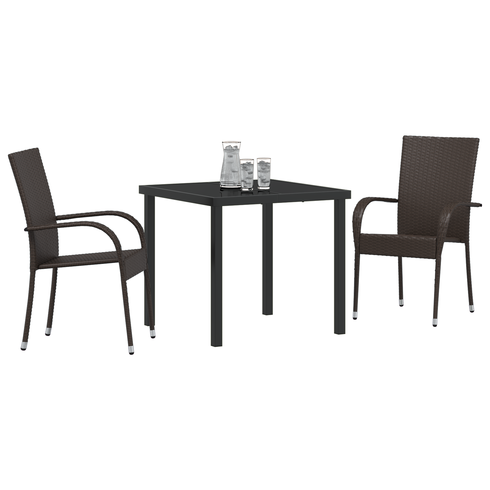 vidaXL 3-delige tuinset van bruine poly rattan