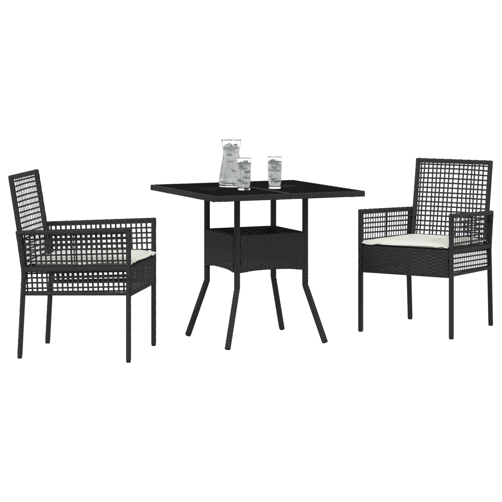 vidaXL 3-delige Tuinset poly rattan zwart