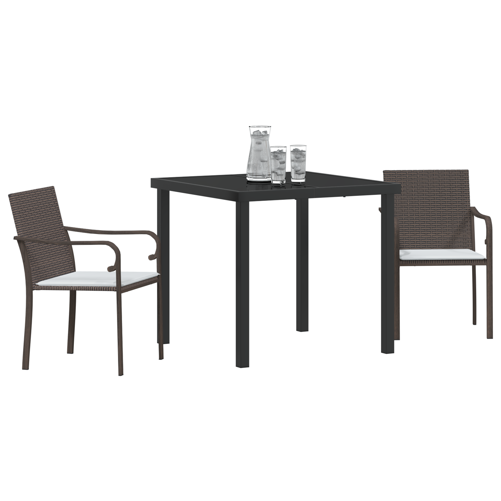 vidaXL 3-delige Tuinset met Kussens - Bruin Rattan