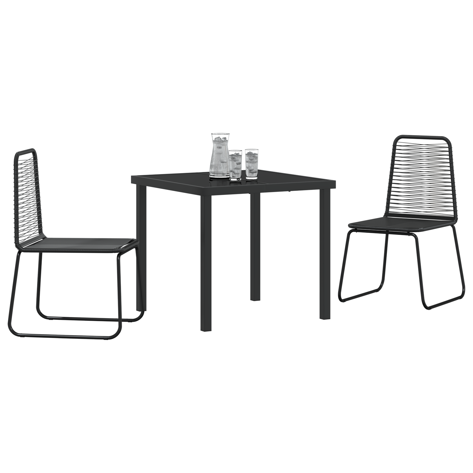 vidaXL 3-delige tuin eetset zwart poly rattan