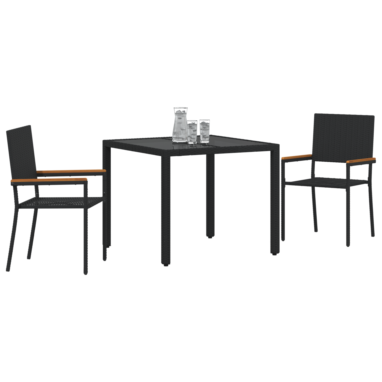 vidaXL 3-delige Tuinset poly rattan zwart
