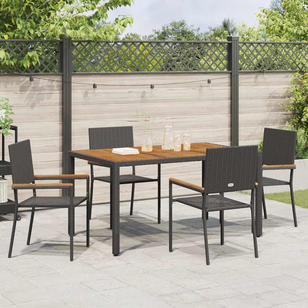 vidaXL Tuinstoelen 4 pcs Crème, Bruin PE riet, Massief acaciahout