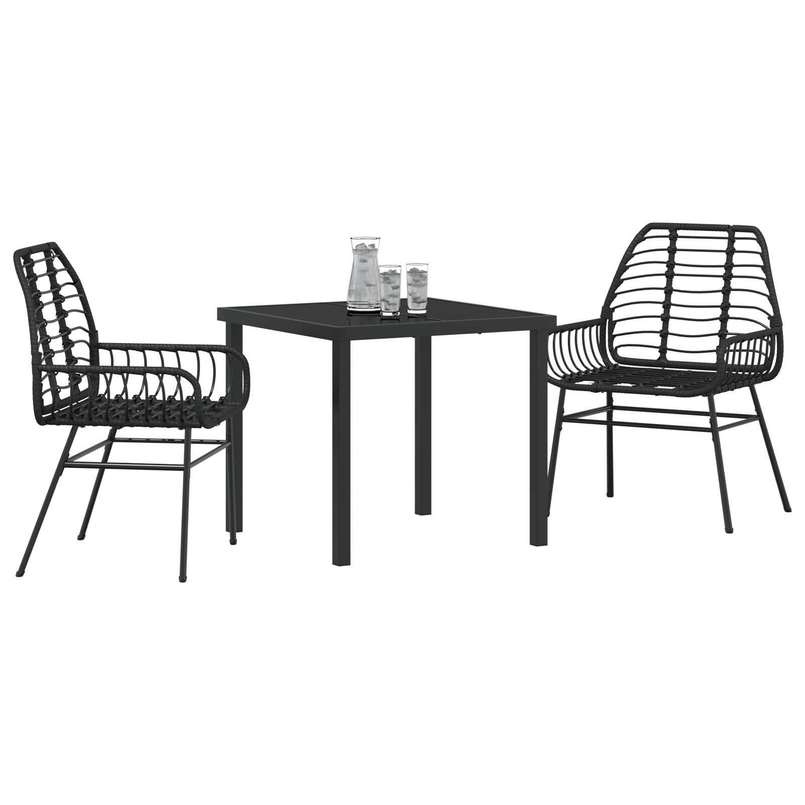 vidaXL 3-delige tuin eethoek zwart poly rattan