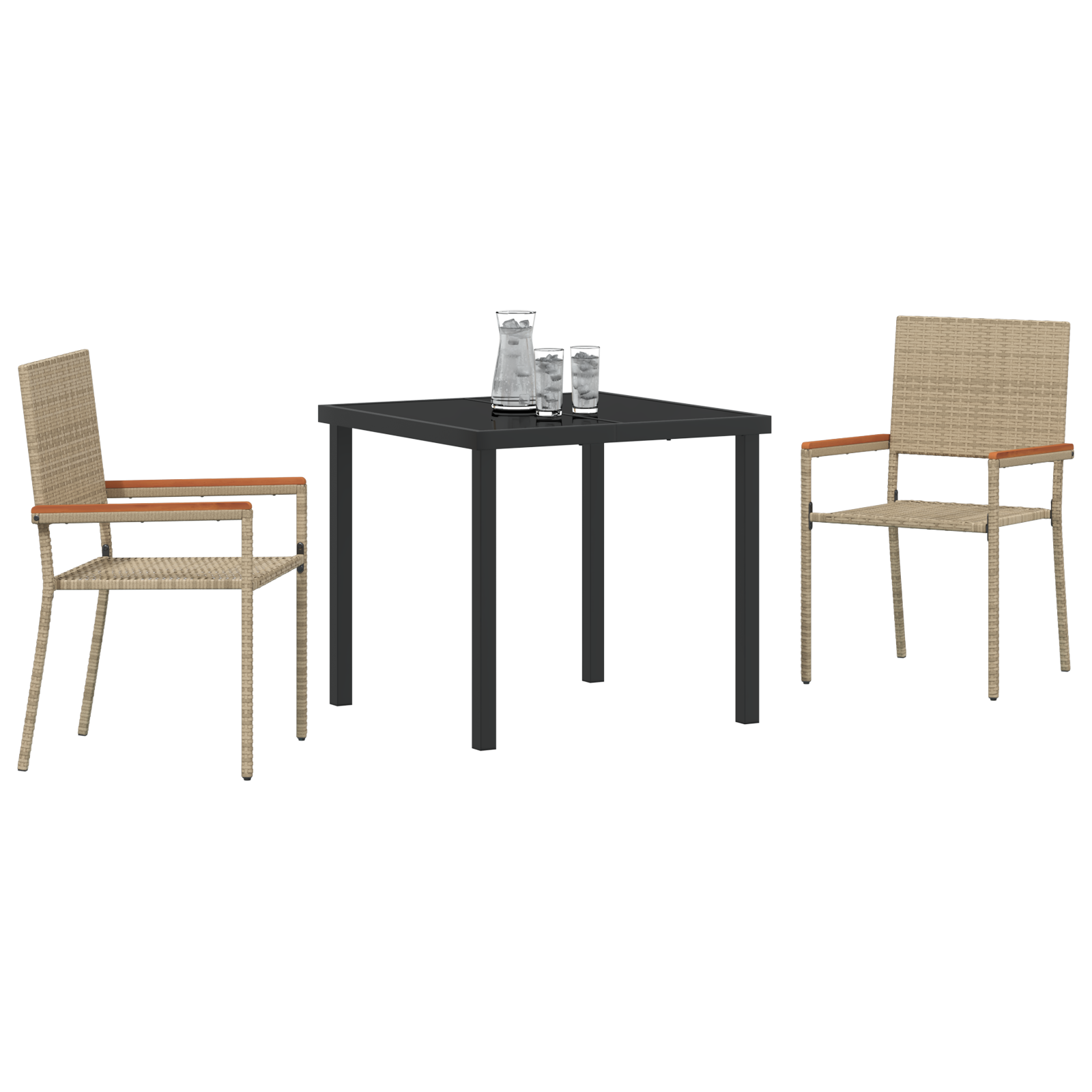 vidaXL 3-delige tuinset beige poly rattan
