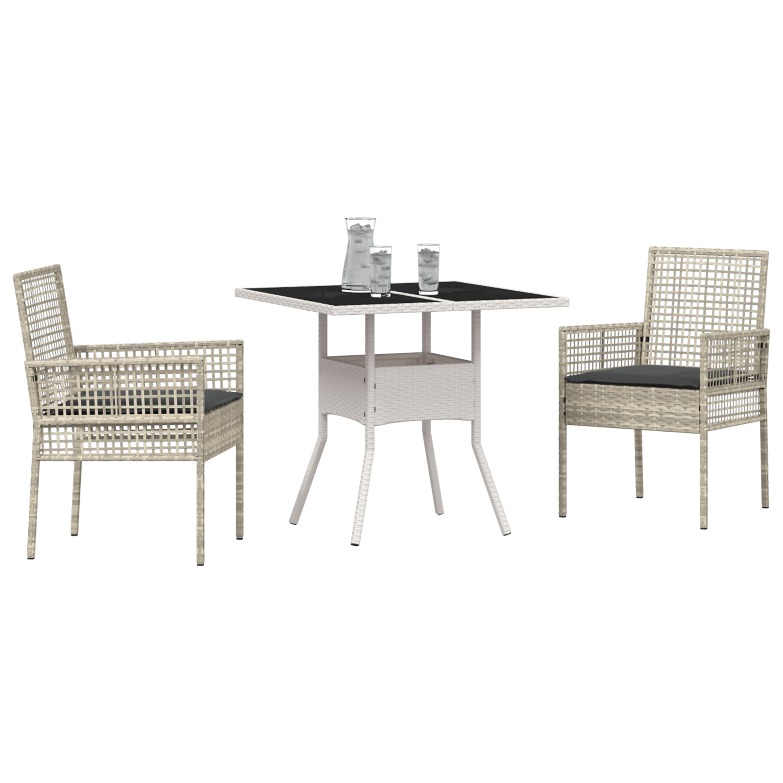vidaXL 3-delige Tuinset poly rattan lichtgrijs