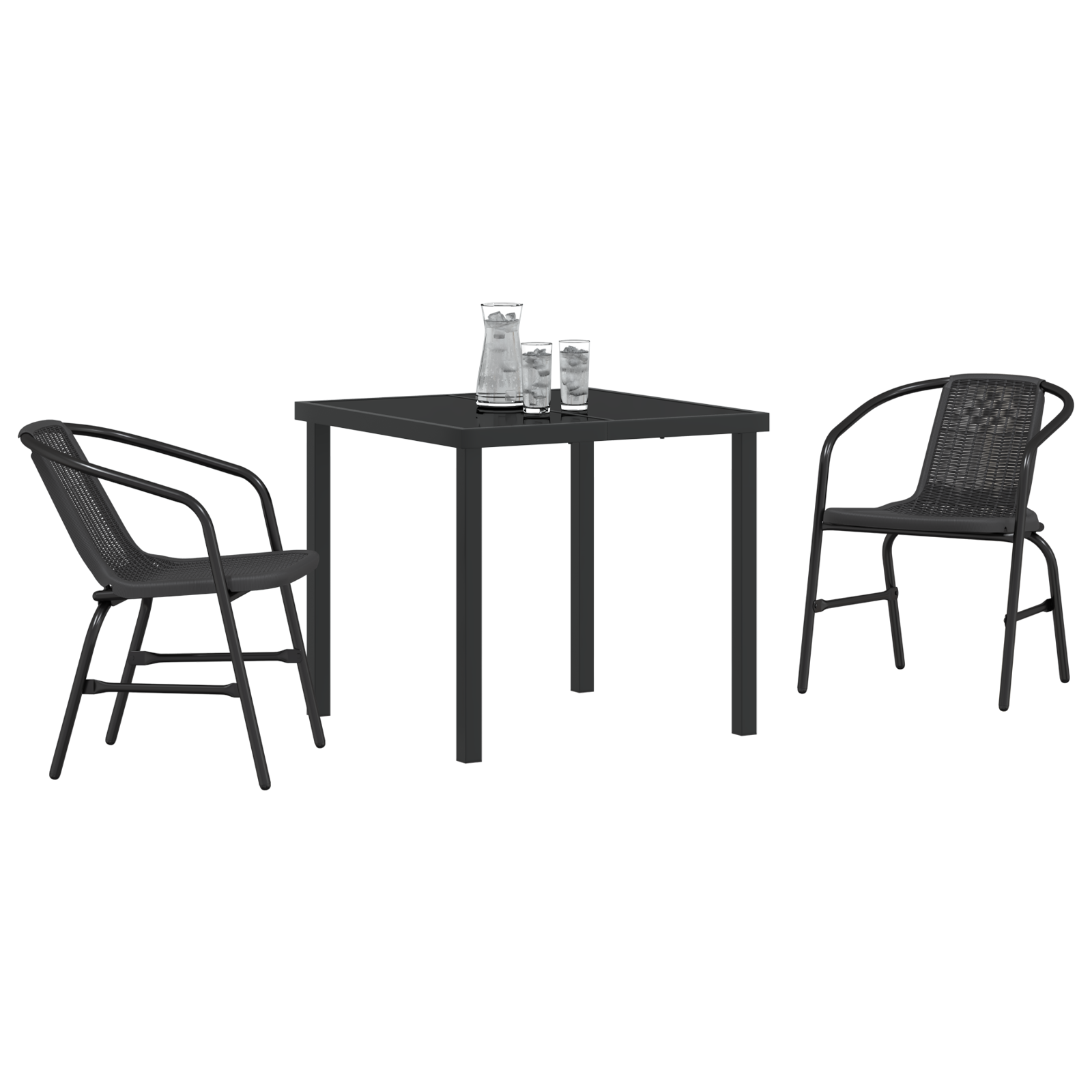vidaXL 3-delige tuinset zwart poly rattan