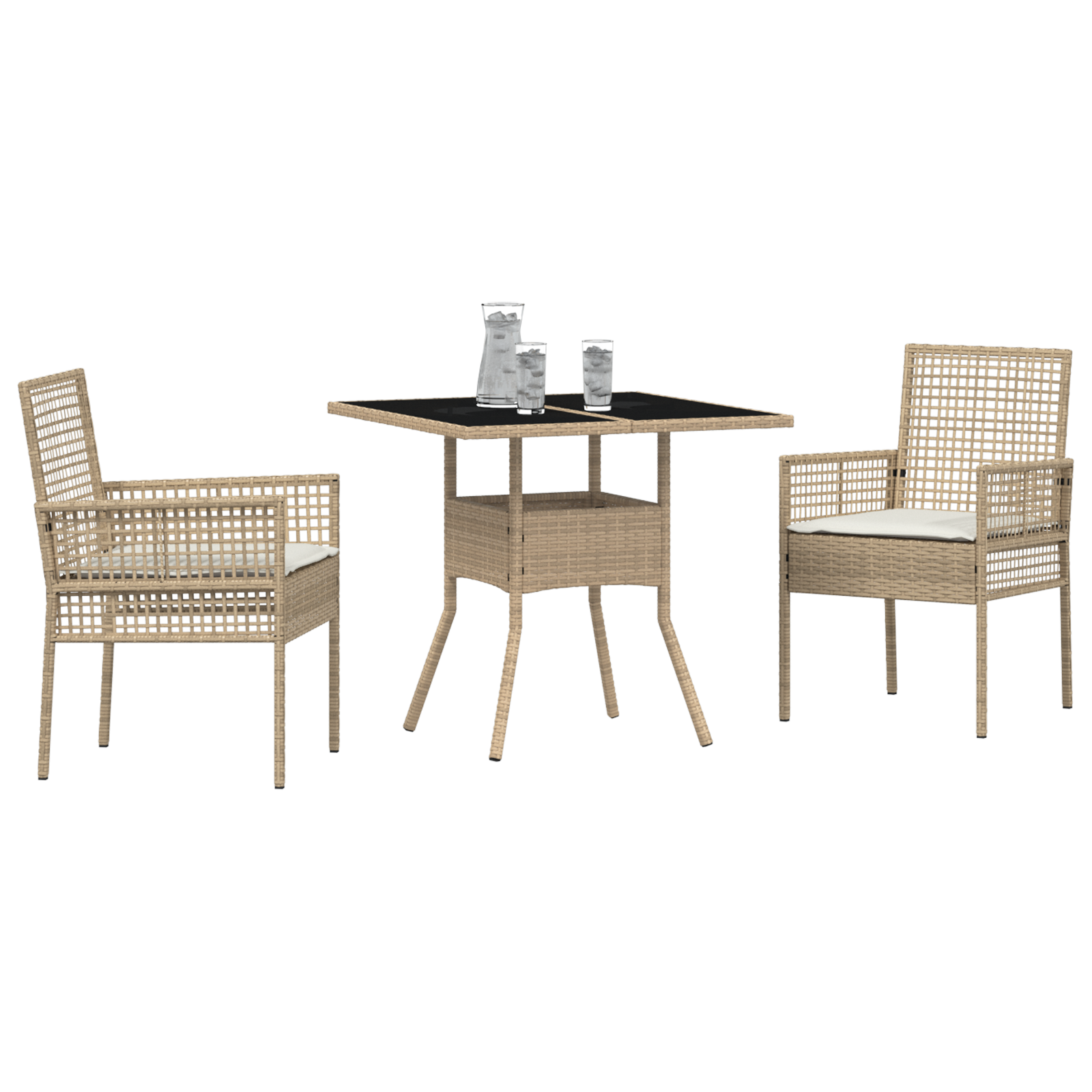 vidaXL 3-delige Tuinset poly rattan beige