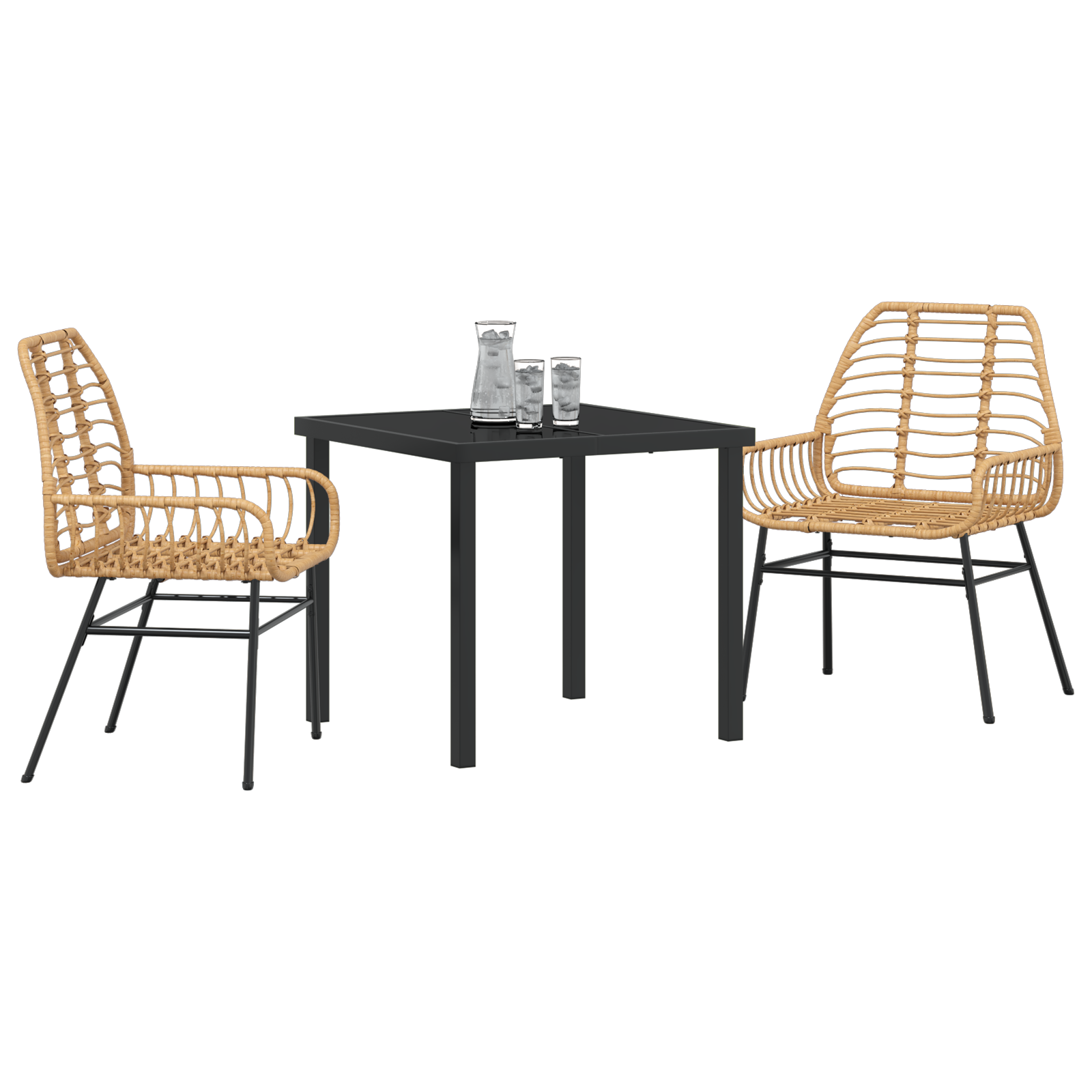 vidaXL 3-delige Tuin Eetset Bruin Poly Rattan