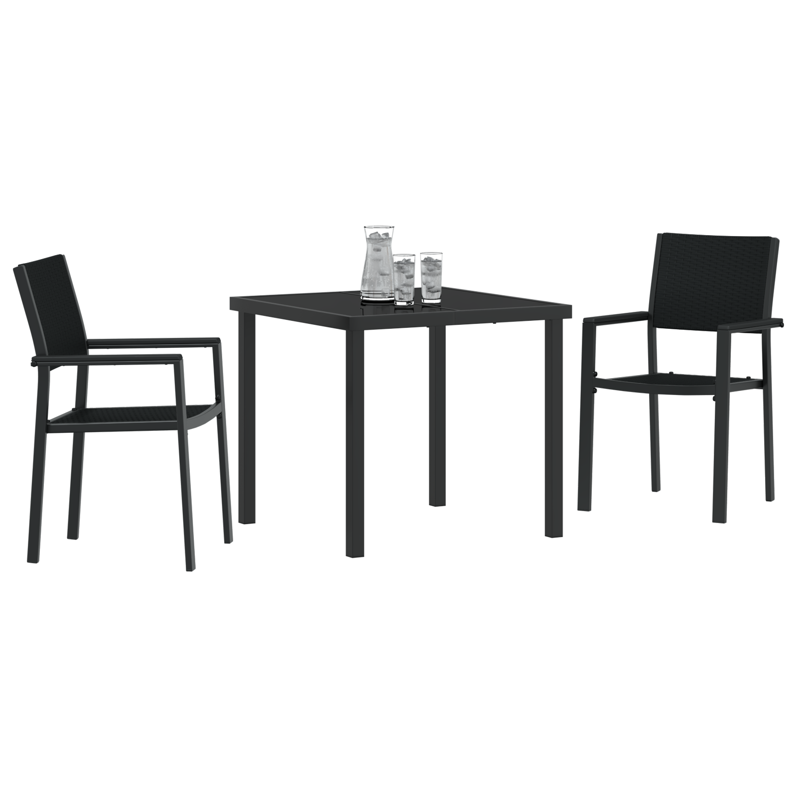 vidaXL 3-delige Tuin Eetset Zwart Rattan