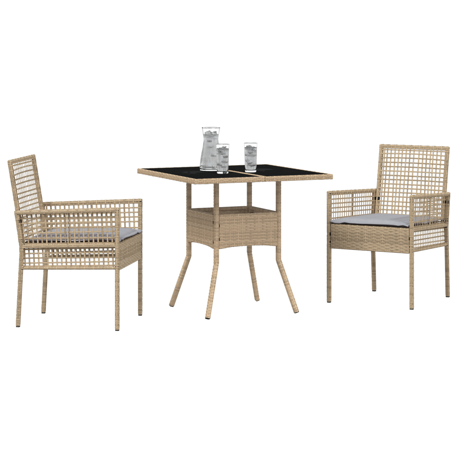 vidaXL 3-delige Tuinset poly rattan beige