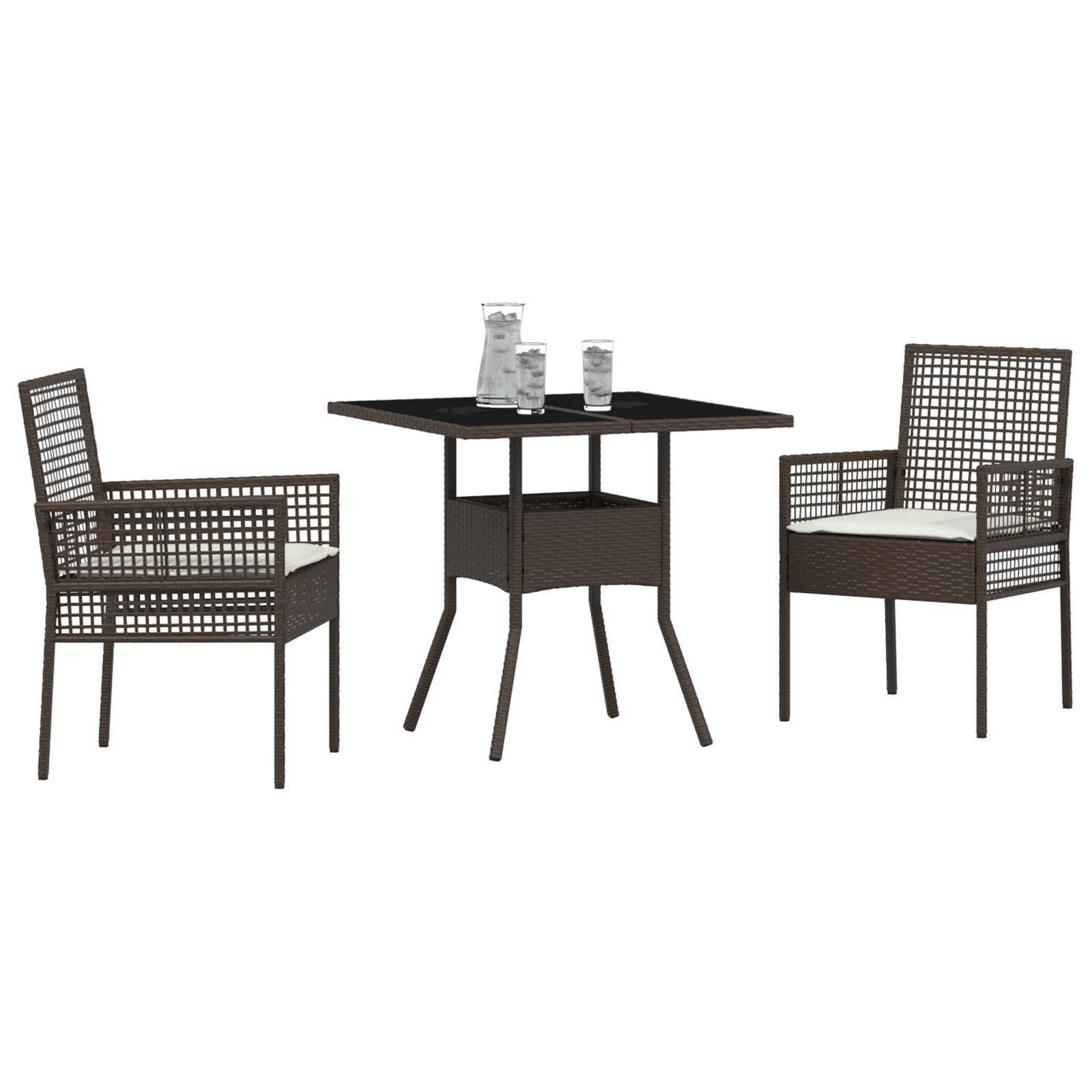 vidaXL 3-delige Tuinset poly rattan bruin