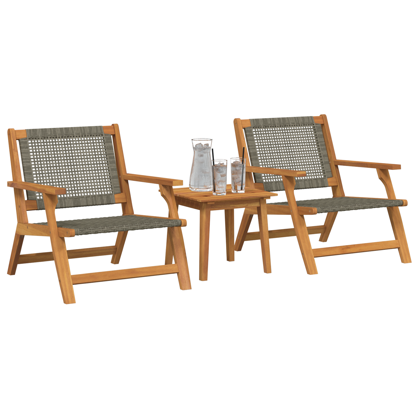 vidaXL Tuinstoelen met Tafel Set - 3 Stuks in Grijs Massief Acaciahout