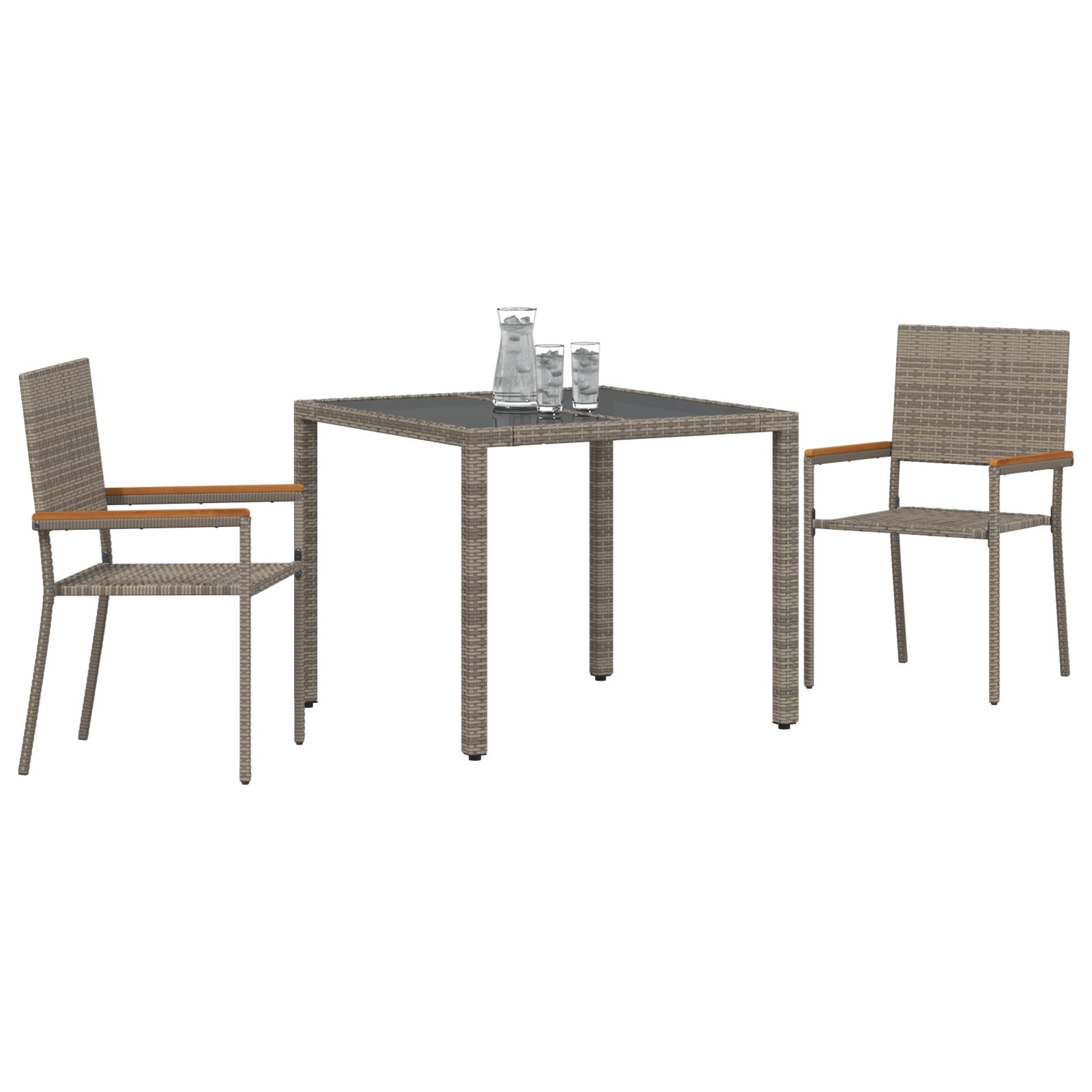 vidaXL 3-delige Tuinset poly rattan grijs