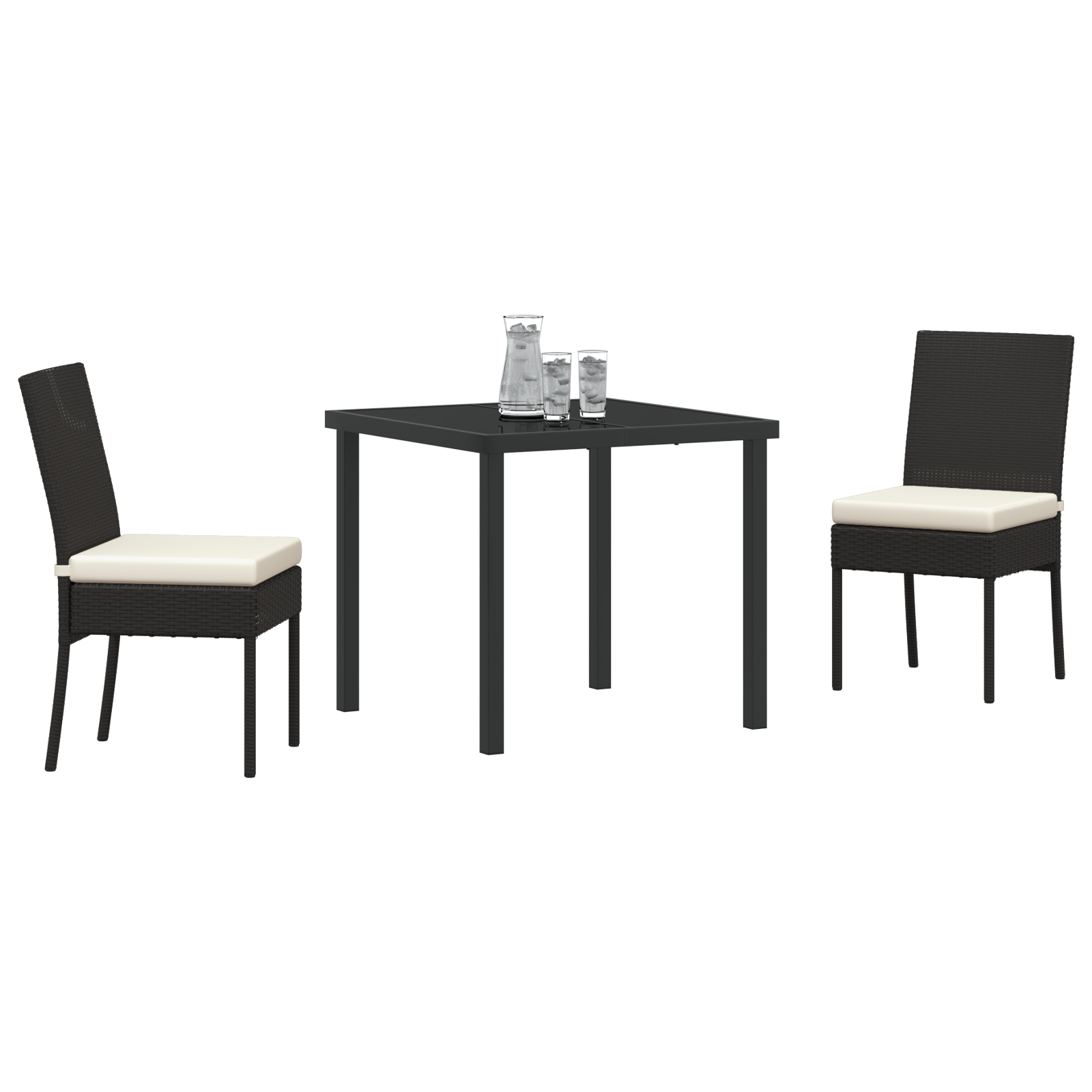 vidaXL 3-delige Tuinset Zwart Poly Rattan