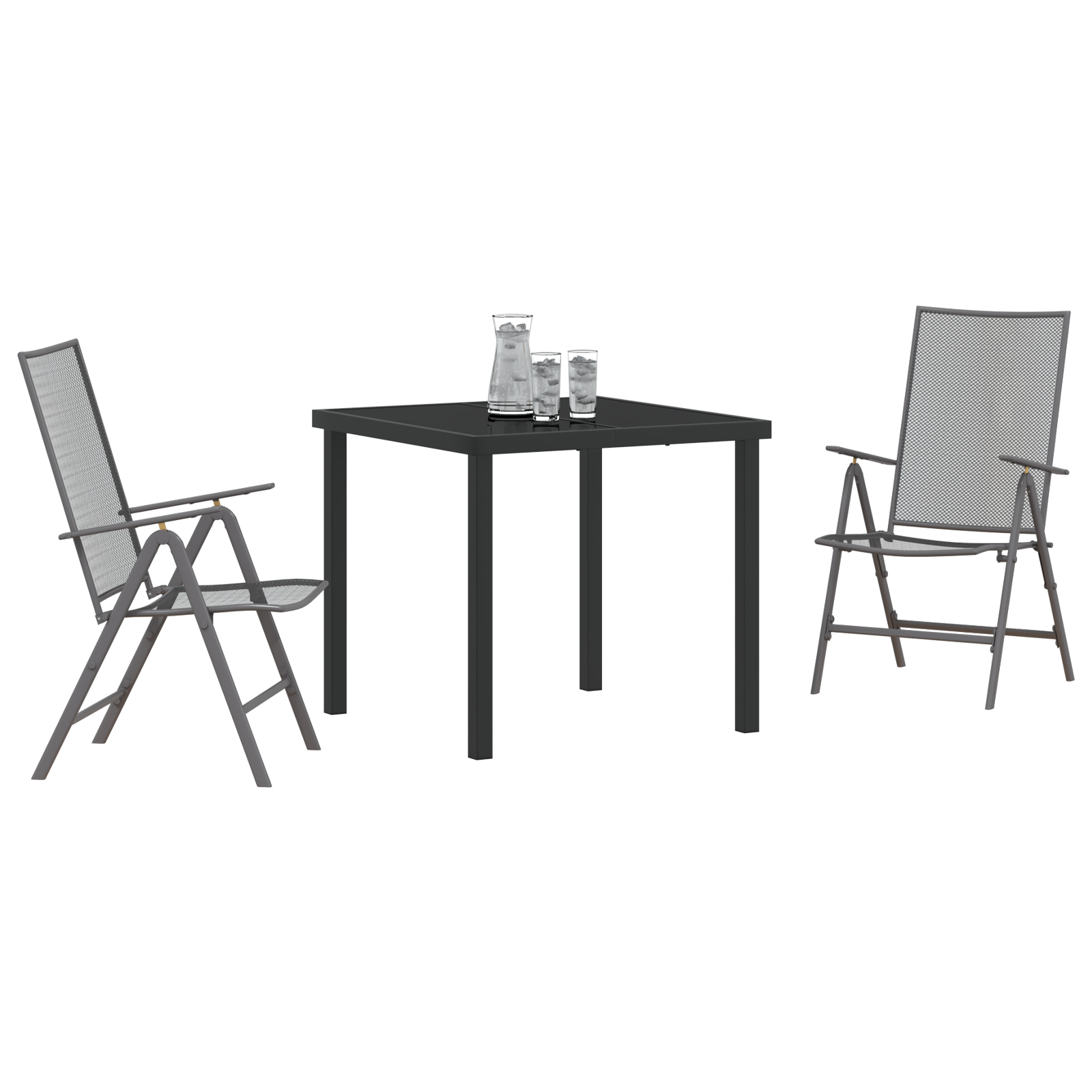 vidaXL 3-delige Tuin Eettafelset Antraciet Staal