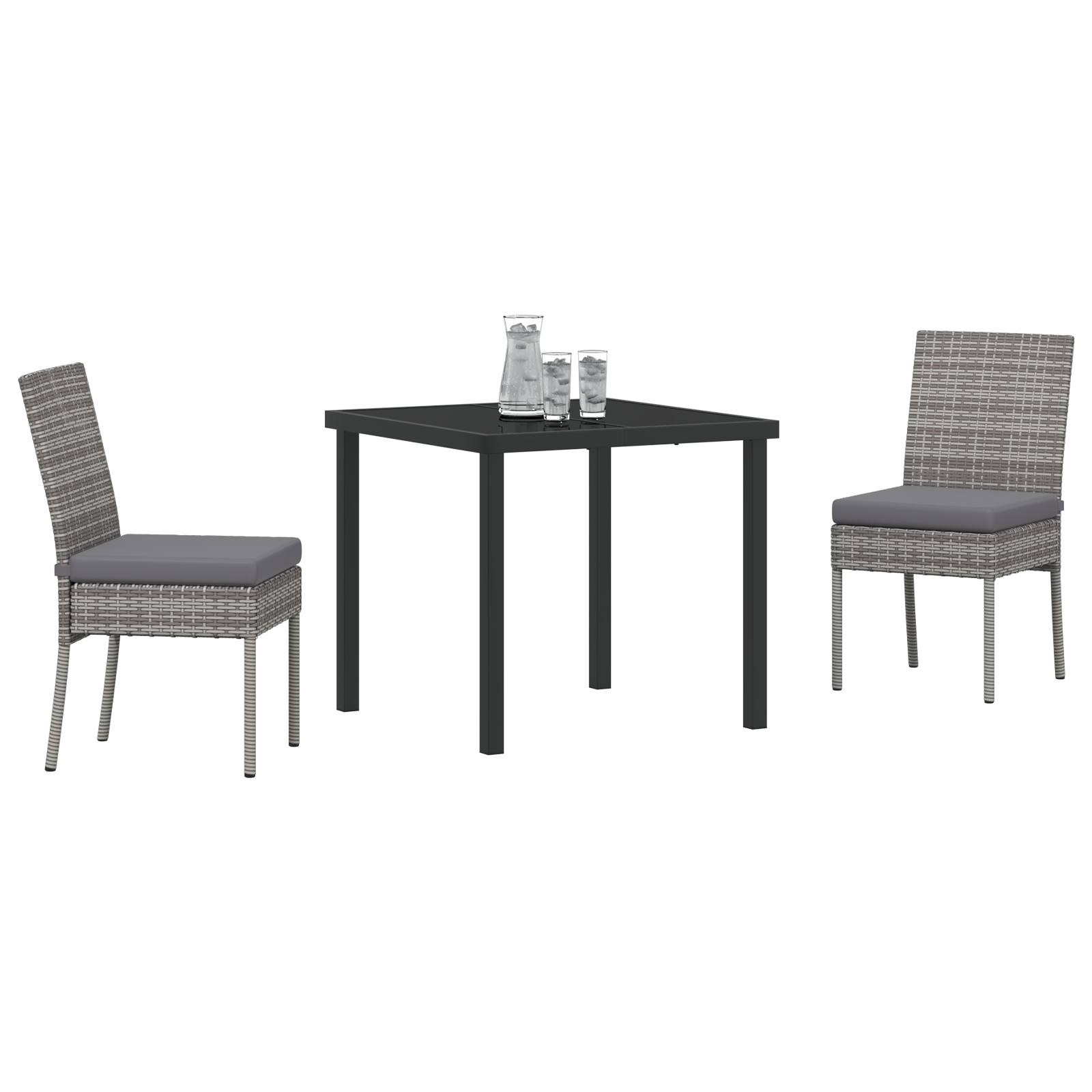 vidaXL 3-delige Tuin Eetset Grijs Poly Rattan