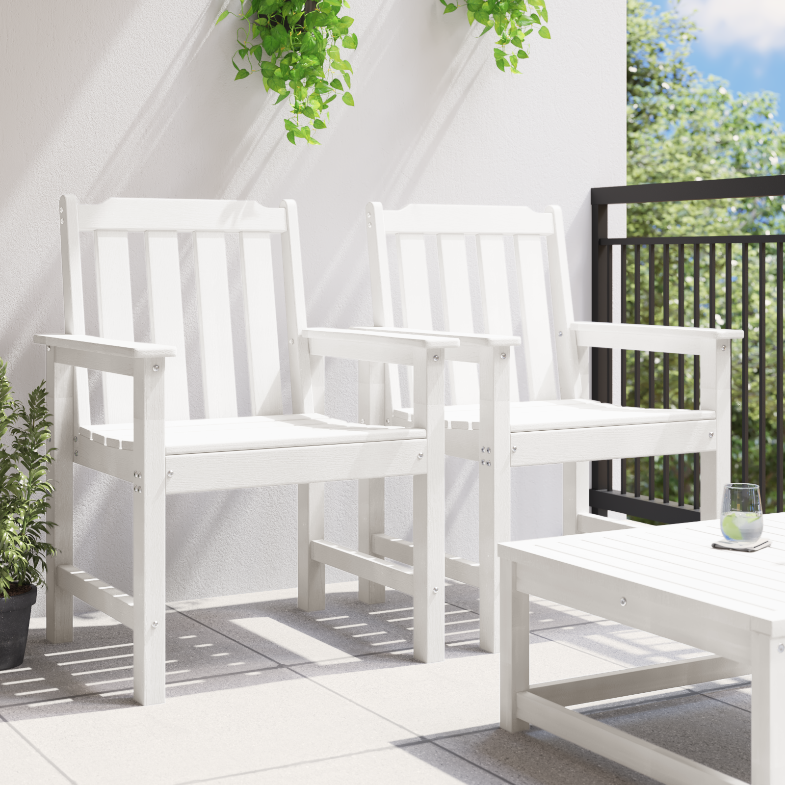 vidaXL Tuin Eetstoelen 2 Stuks Wit HDPE
