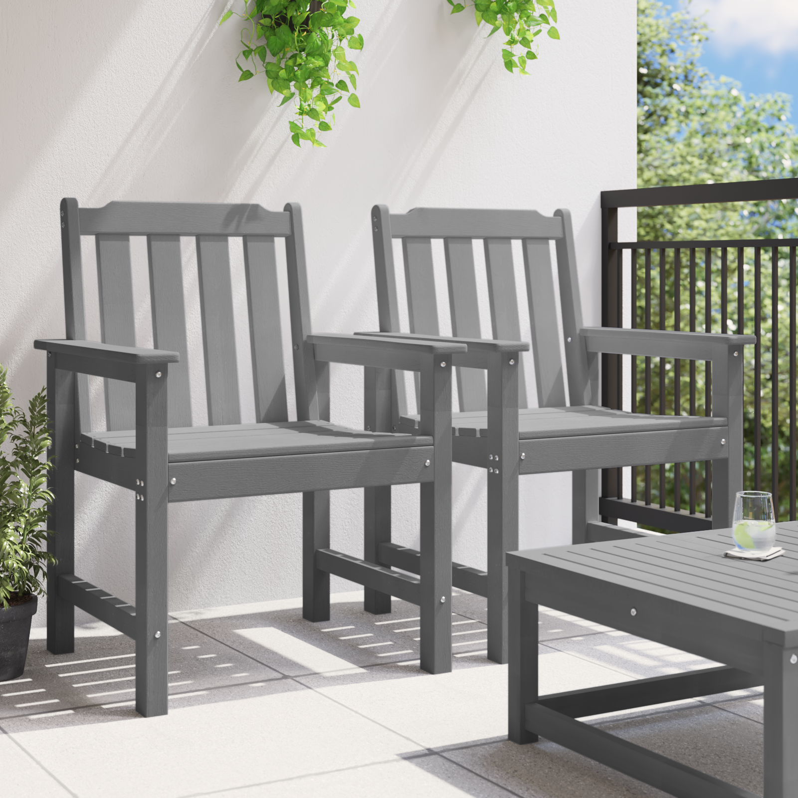 vidaXL Ligbedden 2 stuks Lichtgrijs HDPE