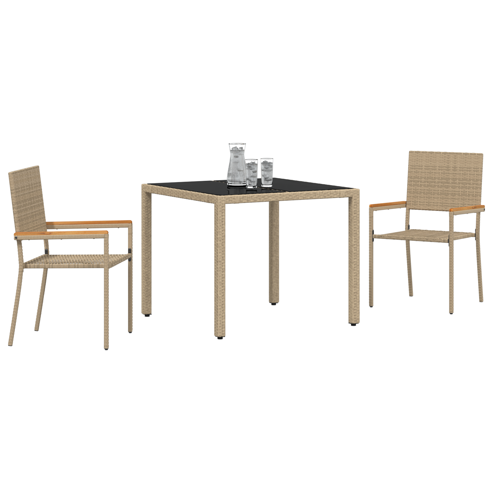 vidaXL 3-delige Tuinset poly rattan beige