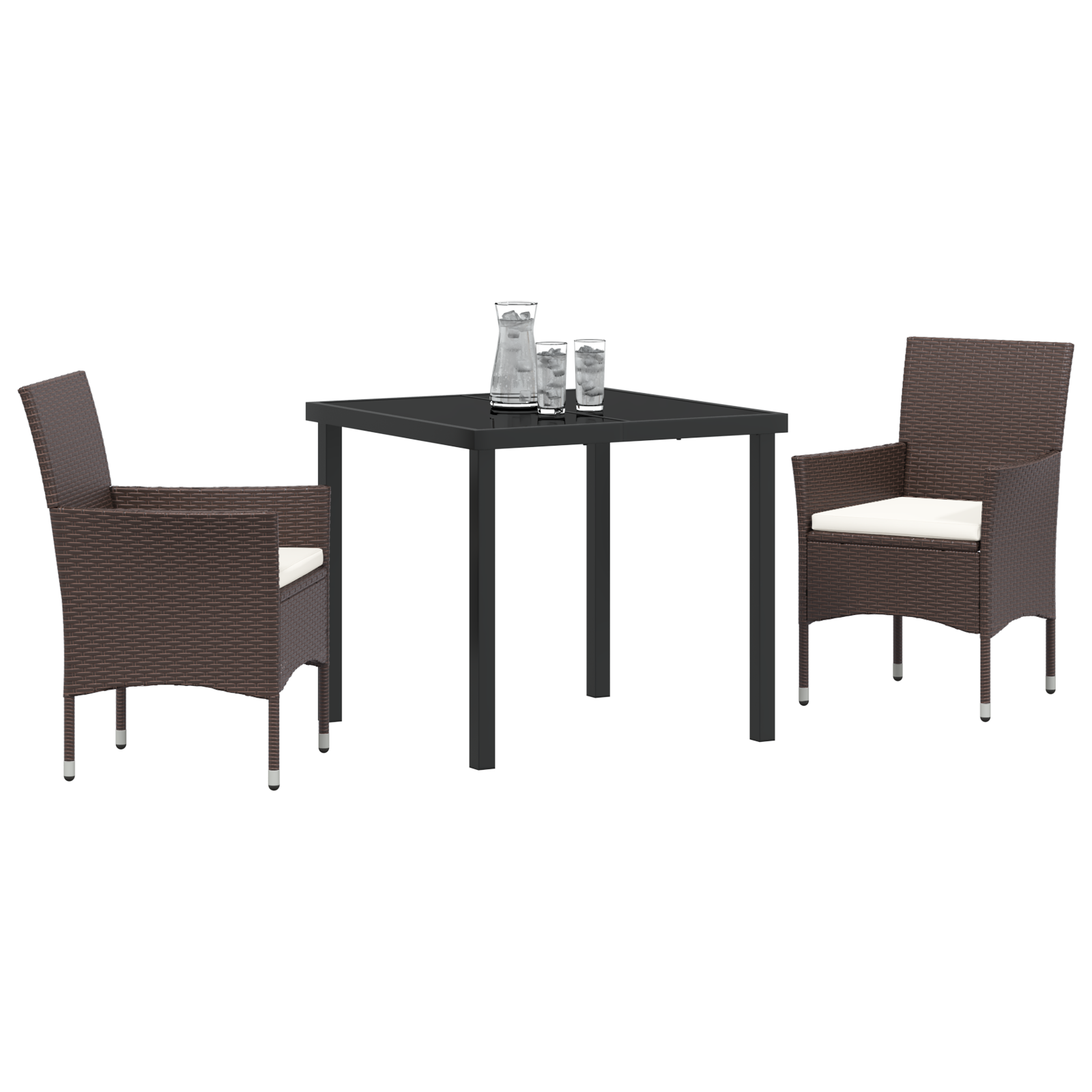 vidaXL 3-delige Tuin Eetset Bruin Poly Rattan
