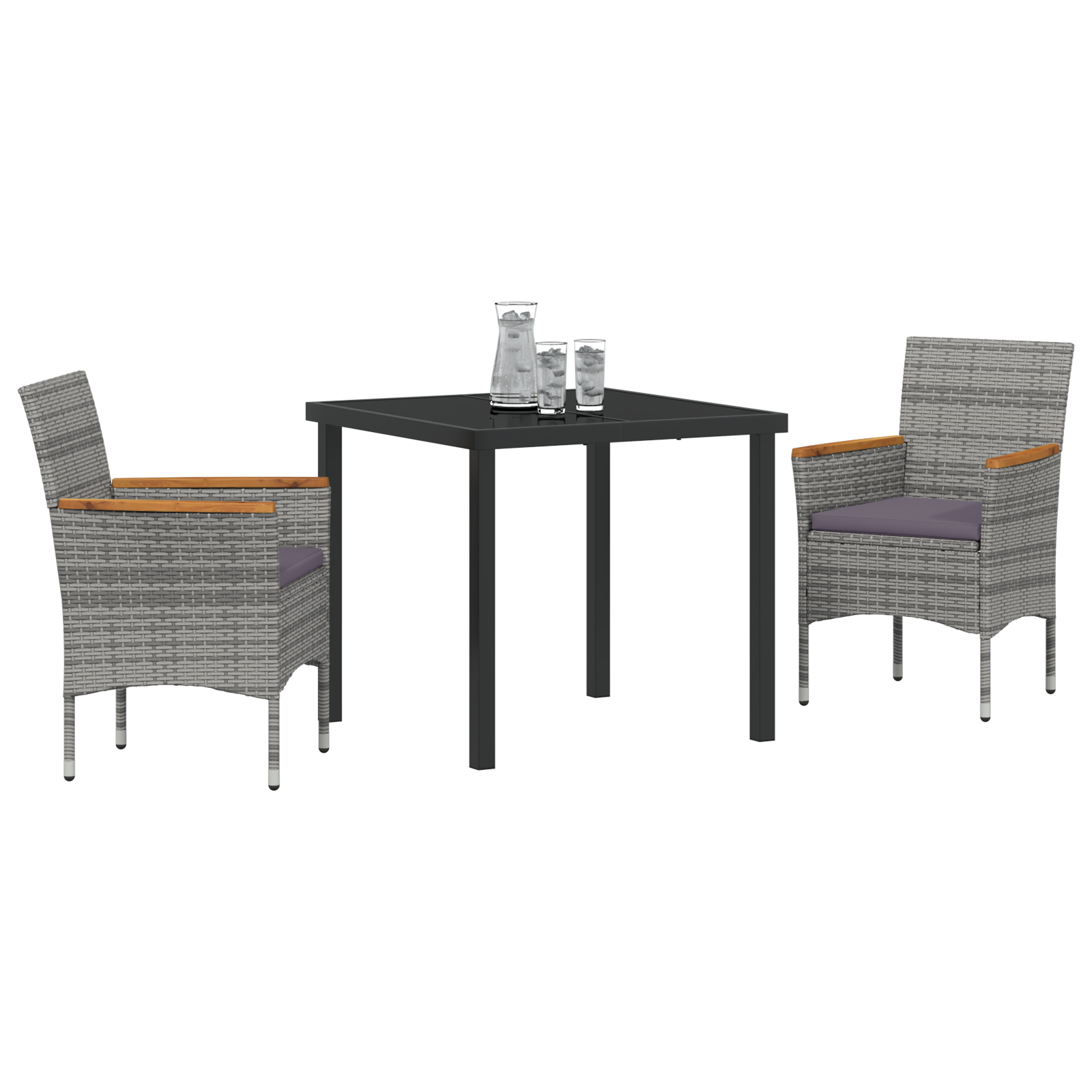 vidaXL 3-delige tuinset Grijs Poly Rattan