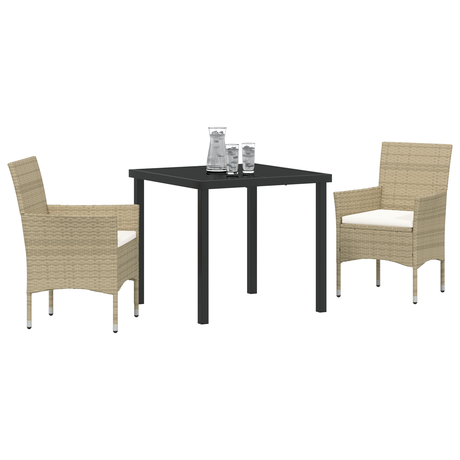 vidaXL 3-delige tuinset Beige van poly rattan