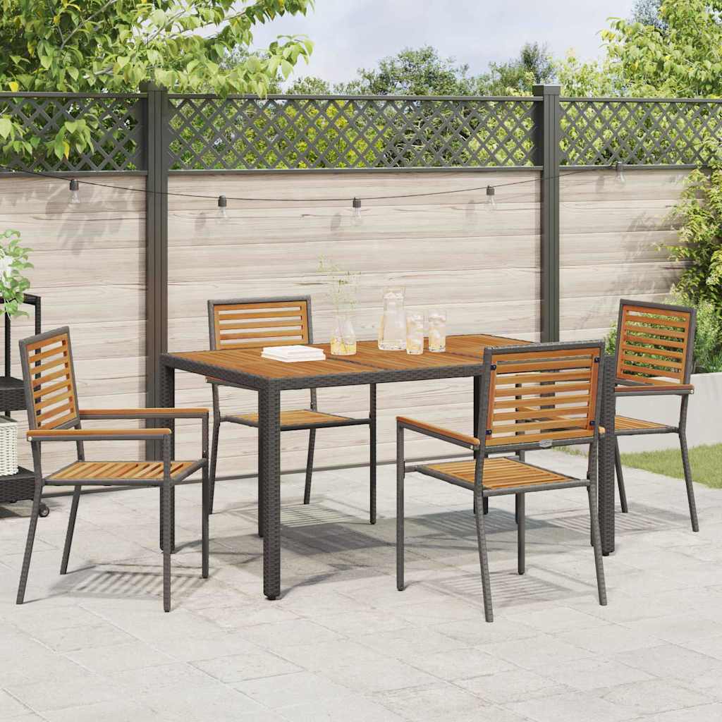 vidaXL Tuinstoelen 4 pcs Crème, Bruin PE riet, Massief acaciahout