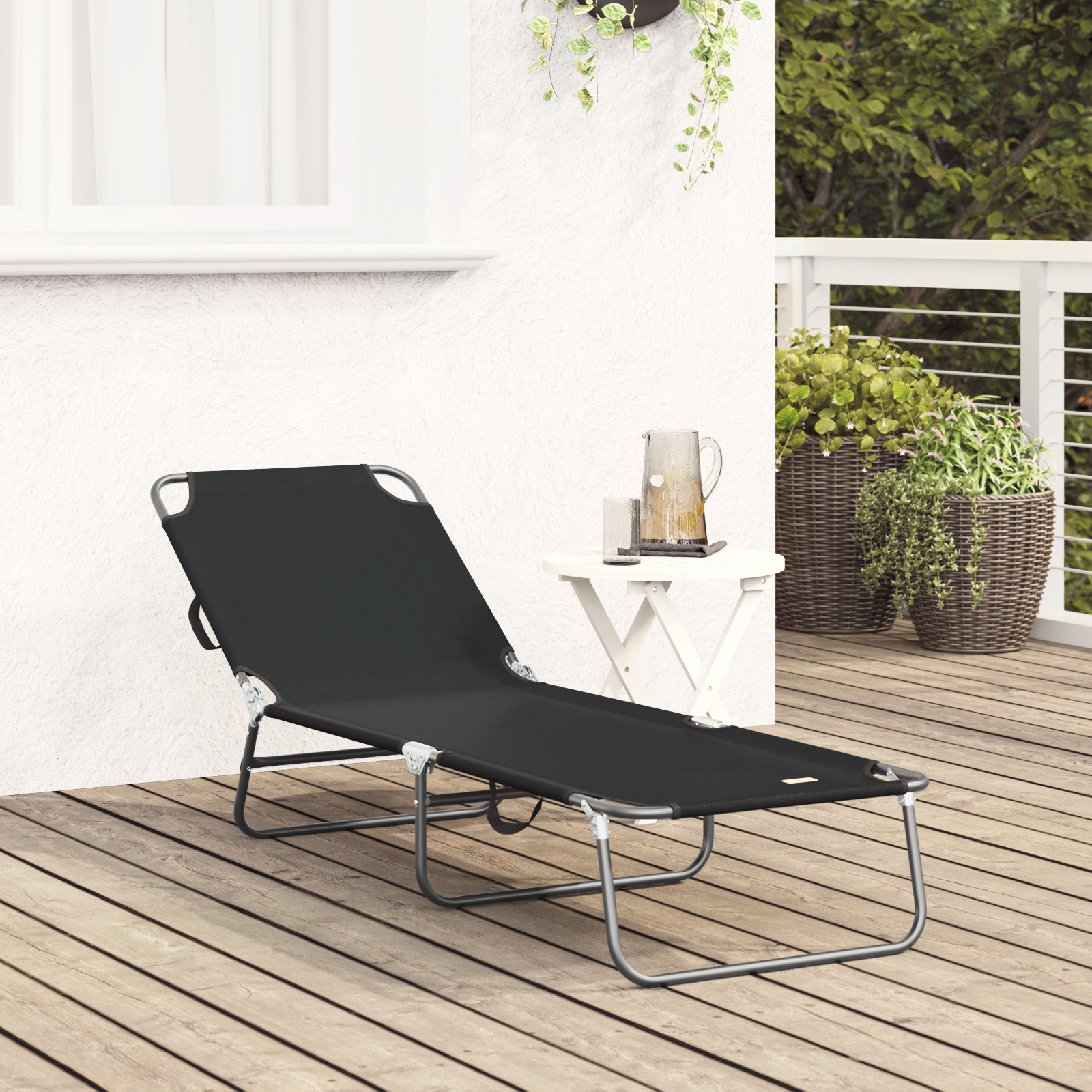 vidaXL Vouwbare Ligbed Draagbaar Zwart 600D Oxford Stof