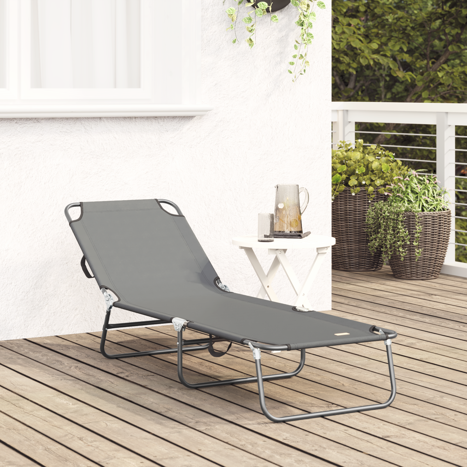 vidaXL Vouwbaar Ligbed Draagbaar Grijs 600D Oxford Stof
