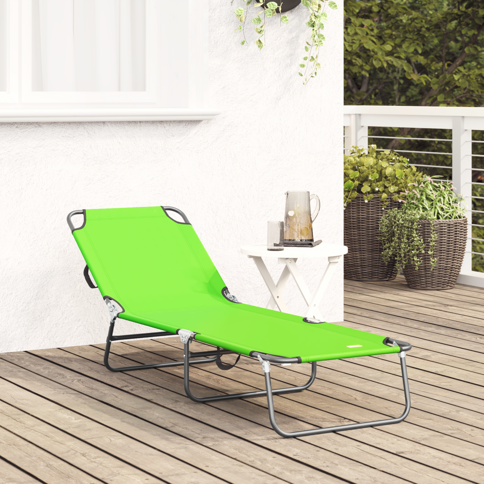 vidaXL Opvouwbaar Ligbed Draagbaar Groen 600D Oxford Stof