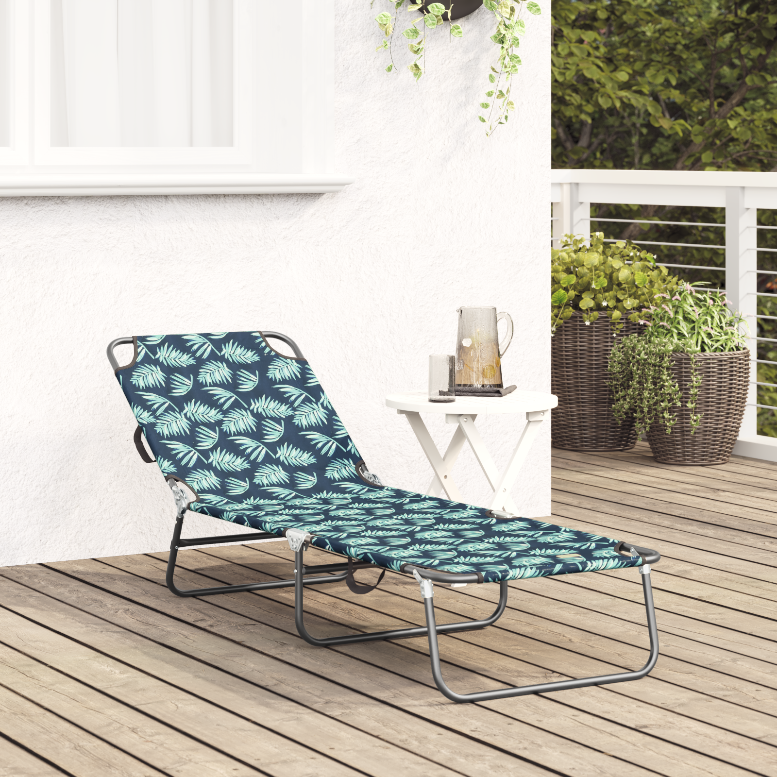vidaXL Opvouwbaar Ligbed Draagbaar Bladpatroon 600D Oxford Stof