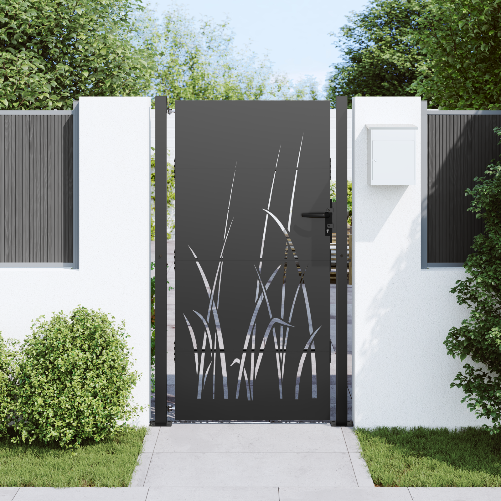 vidaXL Tuinpoort Zwart 105 x 175 cm Poedergecoat staal