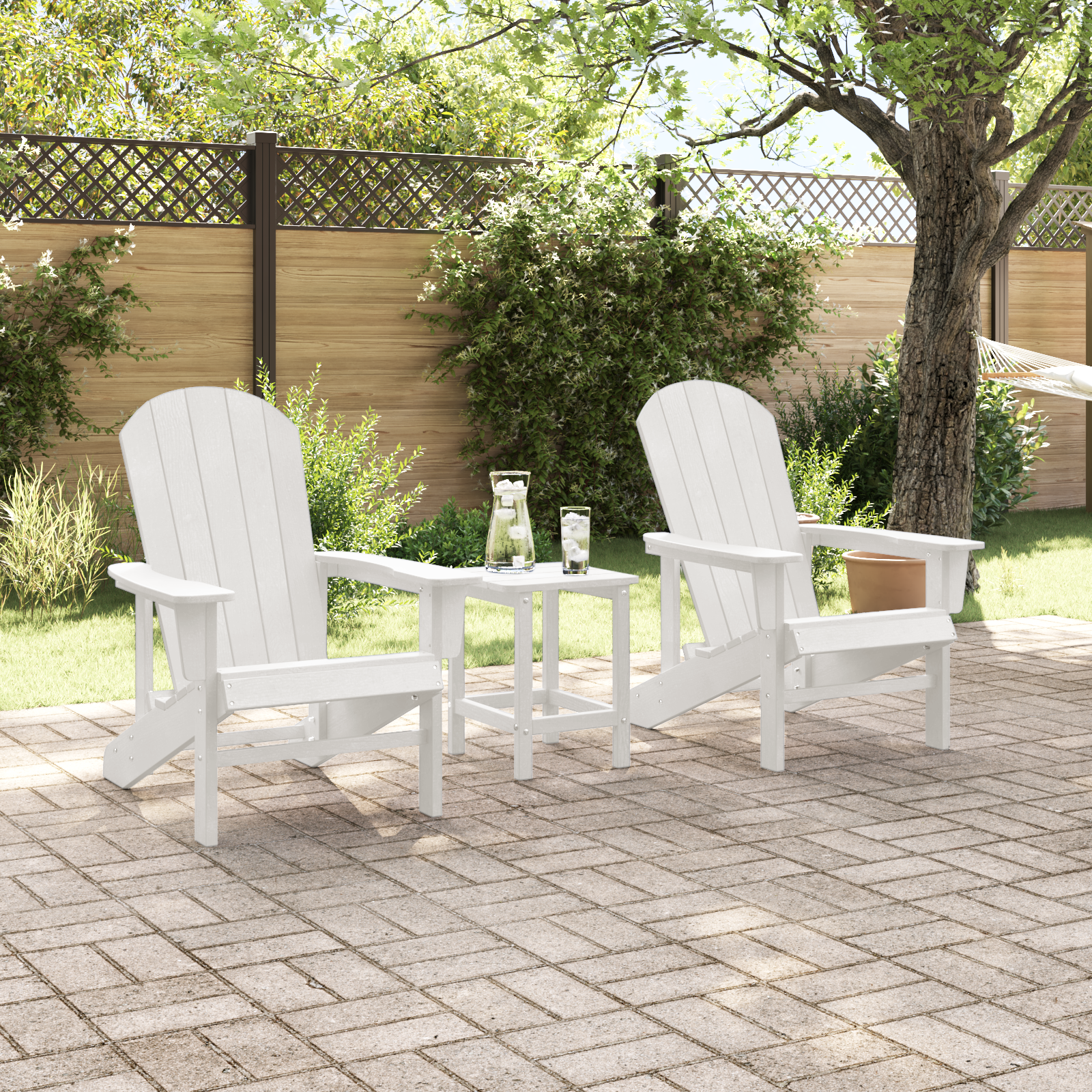 vidaXL Stoelen 2 st Adirondack 74x82x90 cm HDPE wit