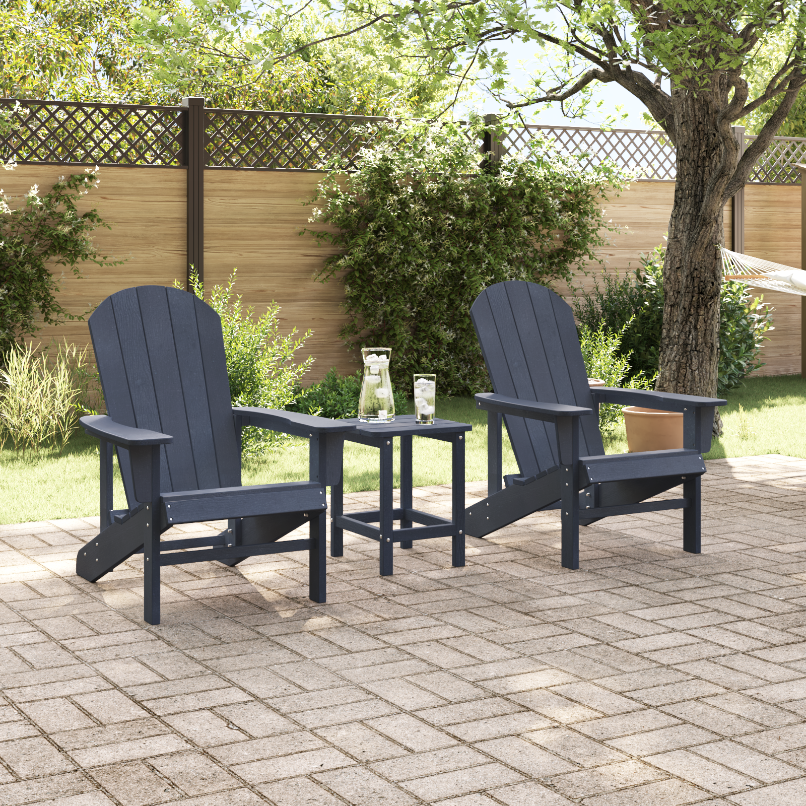 vidaXL Stoelen 2 st Adirondack 74x82x90 cm HDPE marineblauw