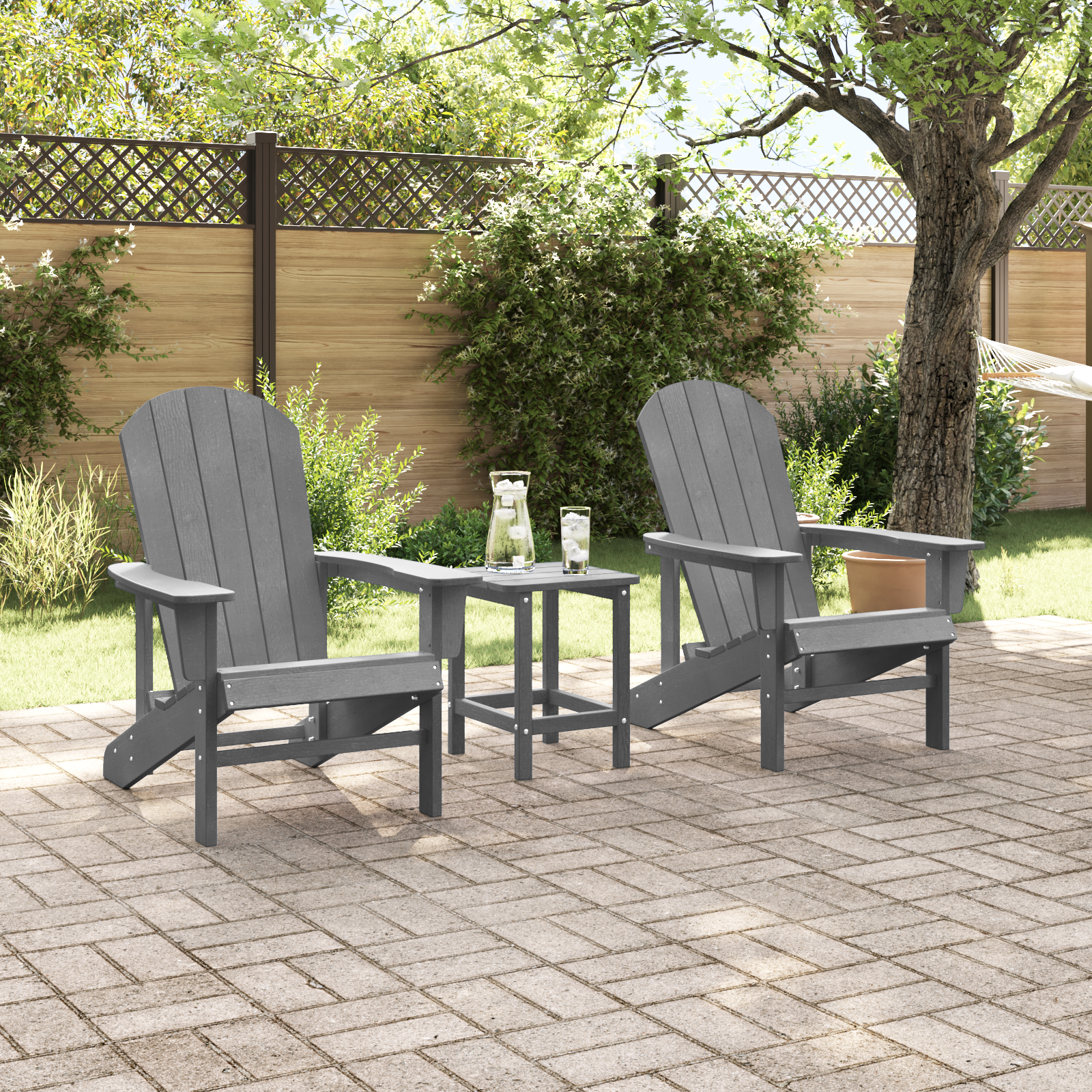 vidaXL Stoelen 2 st Adirondack 74x82x90 cm HDPE lichtgrijs