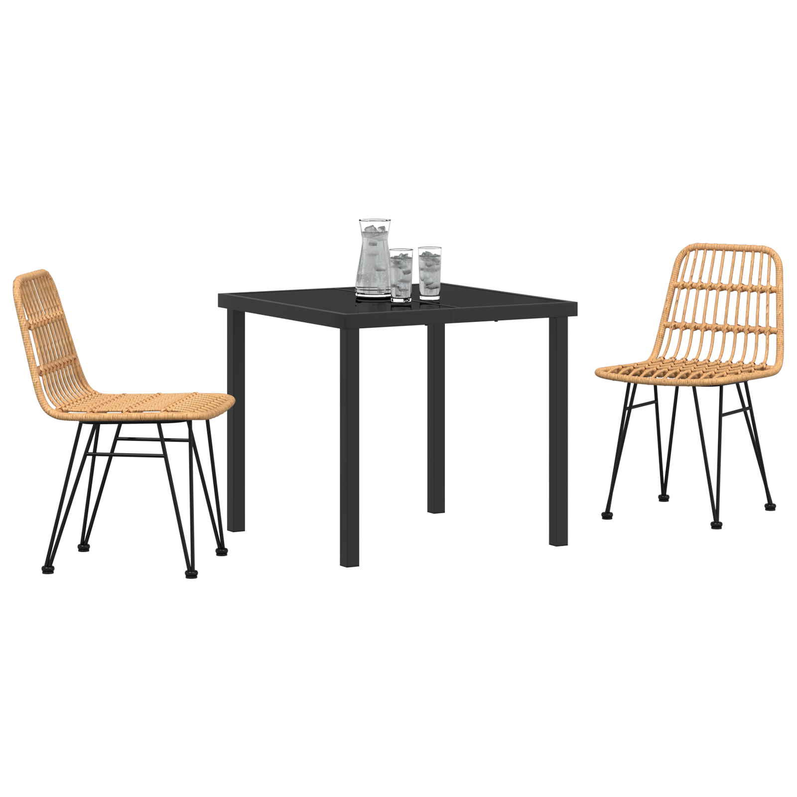 vidaXL 3-delige Tuin Eetset Bruin Poly Rattan