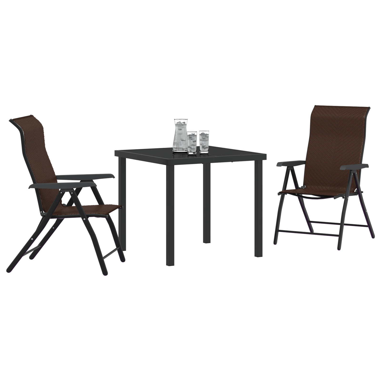 vidaXL 3-delige Tuinset Bruin Poly Rattan