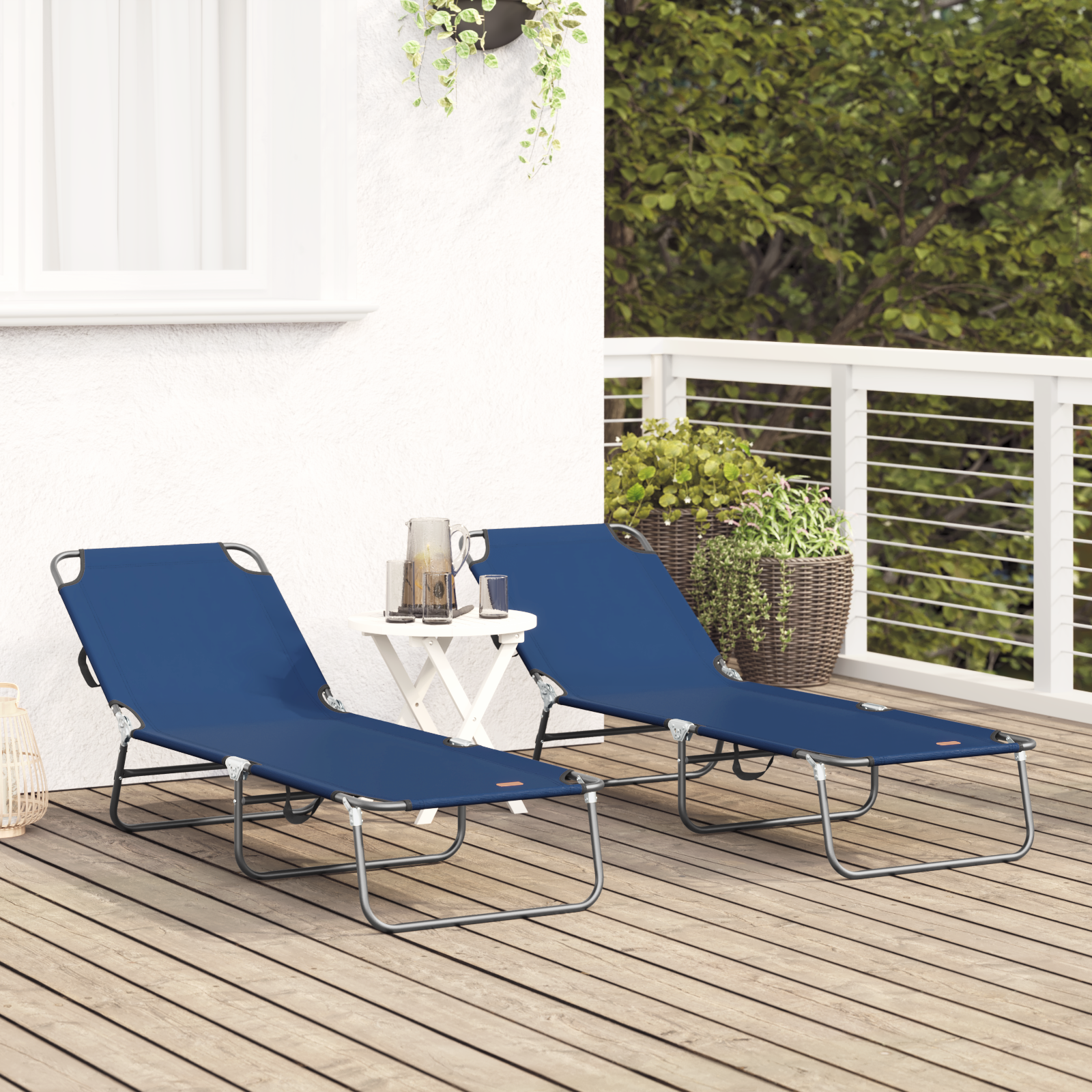 vidaXL Vouwbare Ligbed 2 stuks Draagbaar Blauw 600D Oxford Stof