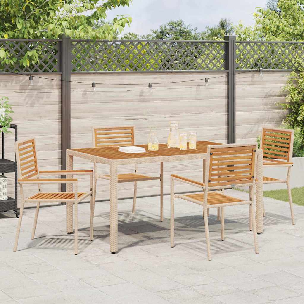 vidaXL Tuinstoelen 4 pcs Crème, Bruin PE riet, Massief acaciahout